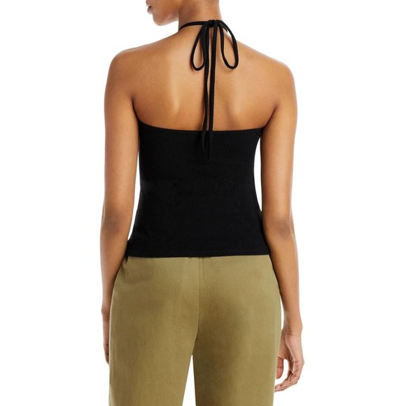 AQUA Cut-out Halter Top In Black - Picture 2 of 2